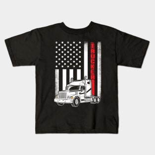 Vintage USA Trucker American Flag Truck Driver Kids T-Shirt